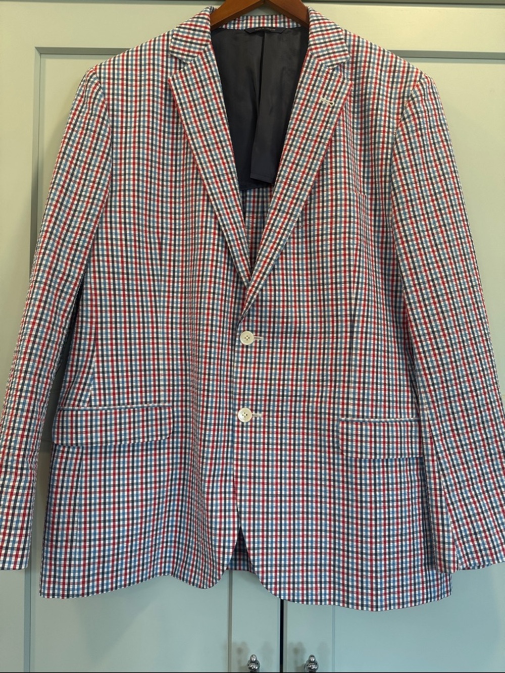 Brooks Brothers seersucker red/blue check - 45R